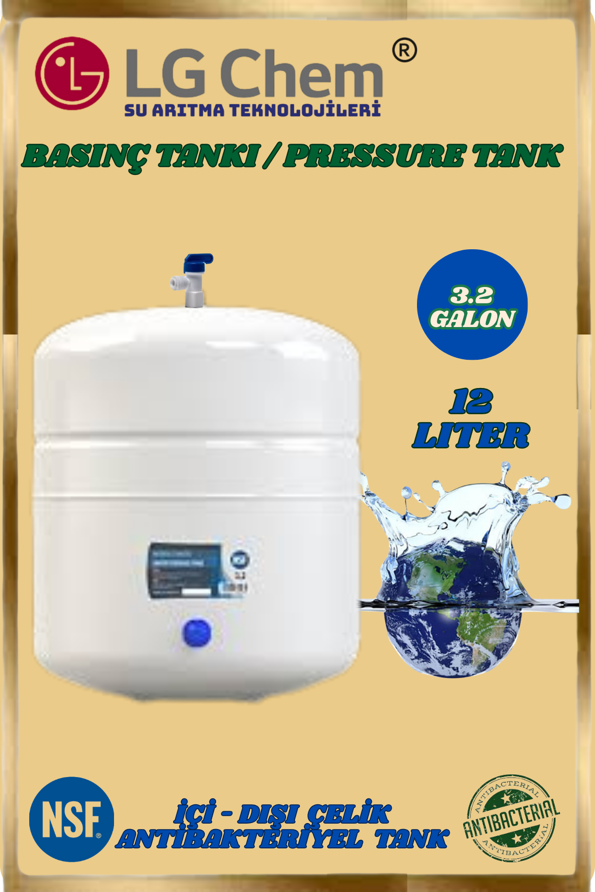 LG Chem GOLD SİYAH RENK ÜCRETSİZ MONTAJ&POMPALI 12 LİTRE 7 FİLTRE 14 AŞAMA TERS OZMOZ SU ARITMA CİHAZI - Görsel 8