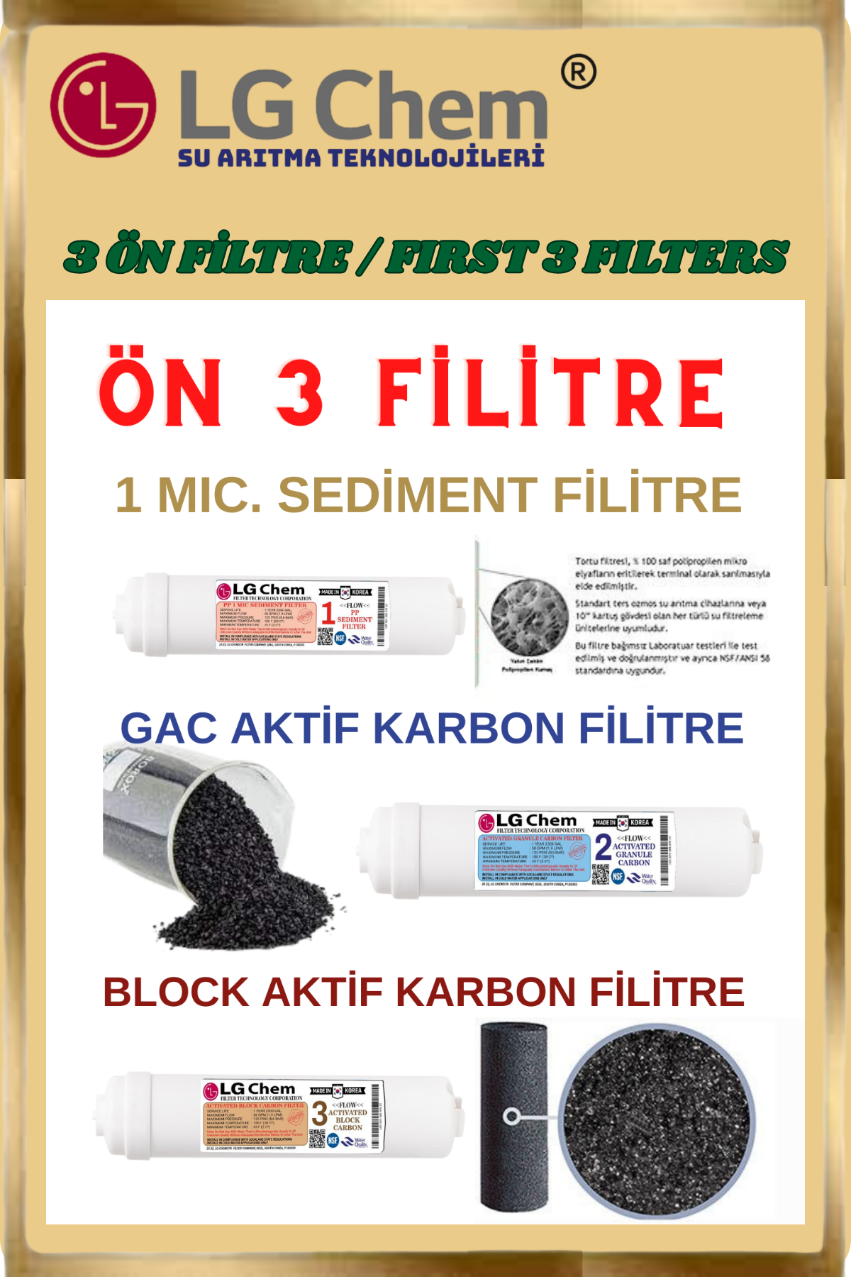 LG Chem GOLD SİYAH RENK ÜCRETSİZ MONTAJ&POMPALI 12 LİTRE 7 FİLTRE 14 AŞAMA TERS OZMOZ SU ARITMA CİHAZI - Görsel 3