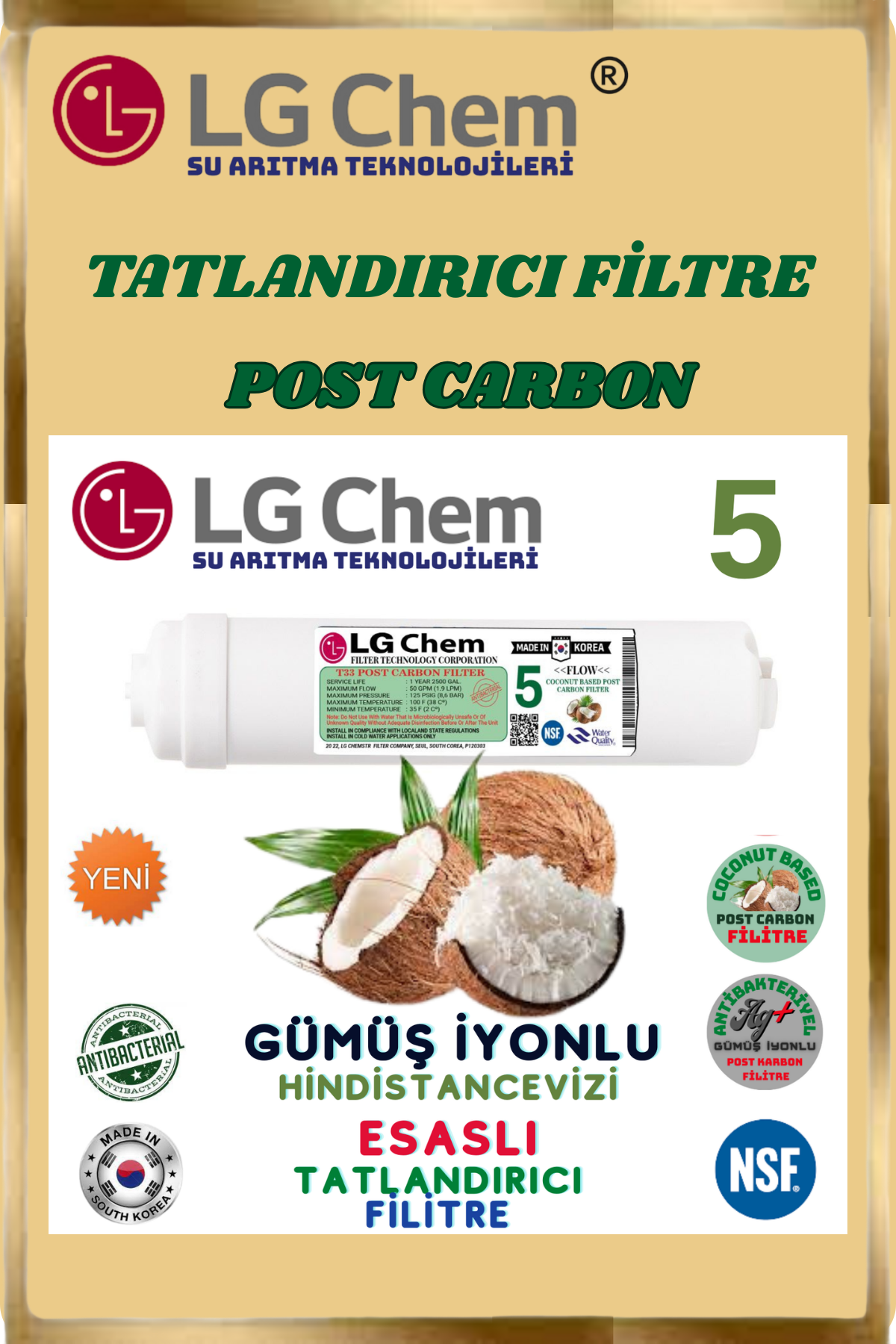 LG Chem GOLD SİYAH RENK ÜCRETSİZ MONTAJ&POMPALI 12 LİTRE 7 FİLTRE 14 AŞAMA TERS OZMOZ SU ARITMA CİHAZI - Görsel 5