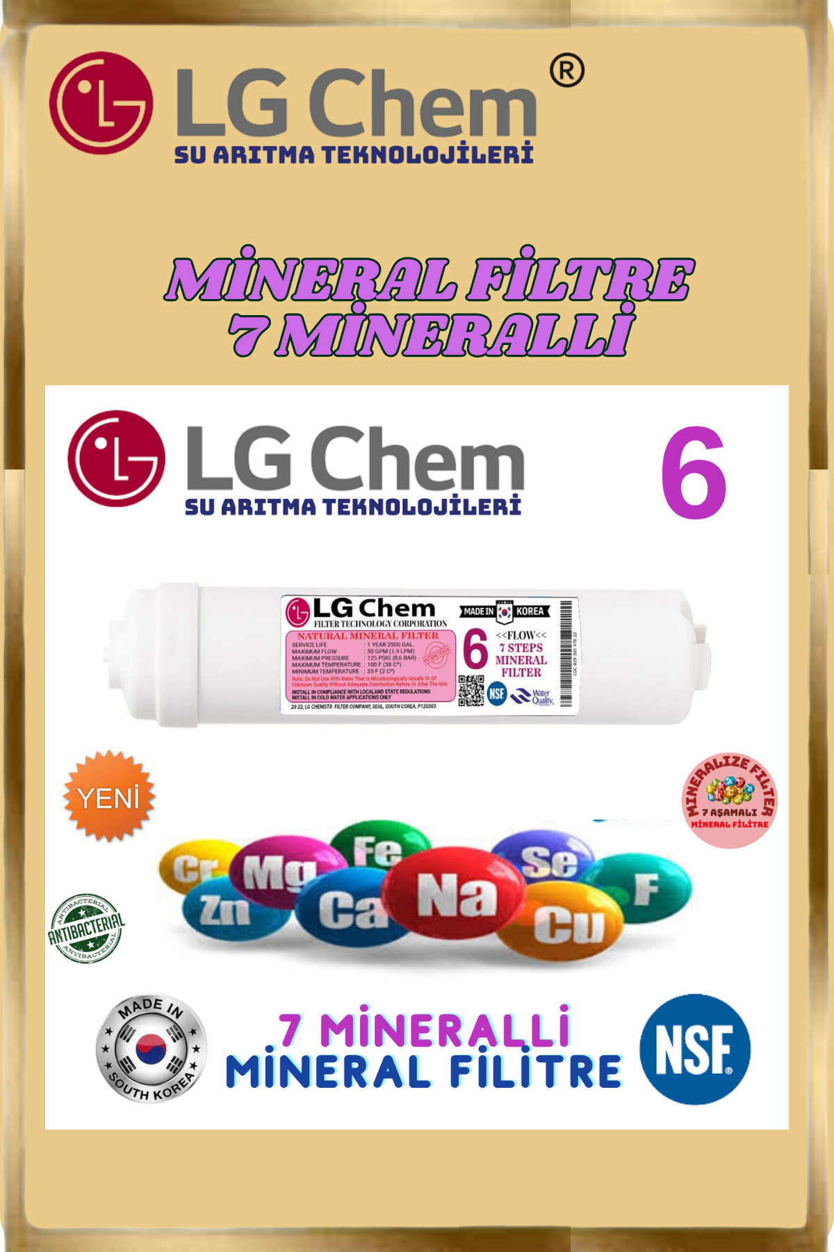 LG Chem GOLD SİYAH RENK ÜCRETSİZ MONTAJ&POMPALI 12 LİTRE 7 FİLTRE 14 AŞAMA TERS OZMOZ SU ARITMA CİHAZI - Görsel 6