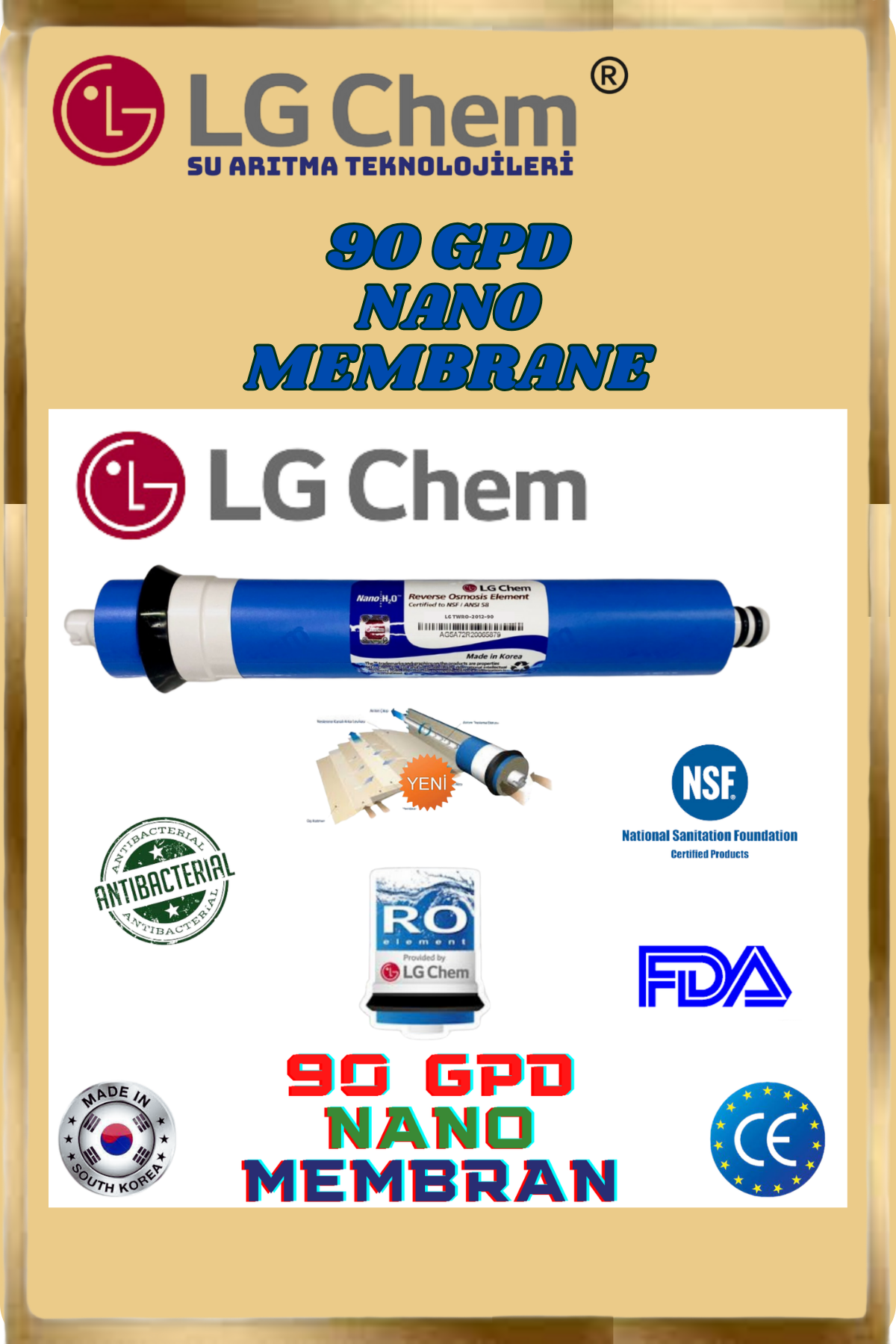 LG Chem GOLD SİYAH RENK ÜCRETSİZ MONTAJ&POMPALI 12 LİTRE 7 FİLTRE 14 AŞAMA TERS OZMOZ SU ARITMA CİHAZI - Görsel 4