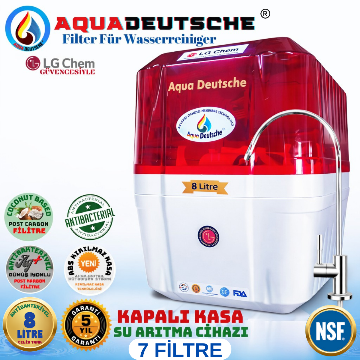 AQUA DEUTSCHE 8 LİTRE 7 FİLTRE 14 AŞAMA SU ARITMA CİHAZI