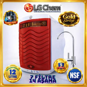 LG Chem GOLD POMPALI BEYAZ-KIRMIZI RENK 12 LİTRE 7 FİLTRE 14 AŞAMA TERS OZMOZ SU ARITMA CİHAZI