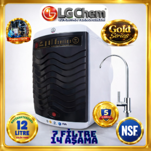 LG Chem GOLD POMPALI KIRMIZI RENK 12 LİTRE 7 FİLTRE 14 AŞAMA TERS OZMOZ SU ARITMA CİHAZI