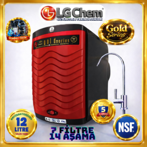 LG Chem GOLD POMPALI BEYAZ RENK 12 LİTRE 7 FİLTRE 14 AŞAMA TERS OZMOZ SU ARITMA CİHAZI