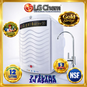 LG Chem GOLD MONTAJ DAHİL BEYAZ SİYAH 12 LİTRE 7 FİLTRE 14 AŞAMA TERS OZMOZ SU ARITMA CİHAZI
