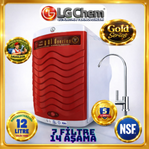 LG Chem GOLD MONTAJ DAHİL BEYAZ-KIRMIZI RENK 12 LİTRE 7 FİLTRE 14 AŞAMA TERS OZMOZ SU ARITMA CİHAZI