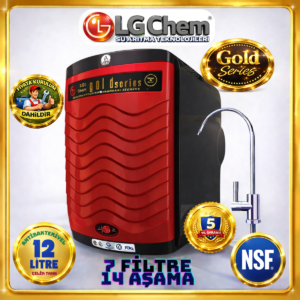 LG Chem GOLD MONTAJ DAHİL KIRMIZI RENK 12 LİTRE 7 FİLTRE 14 AŞAMA TERS OZMOZ SU ARITMA CİHAZI