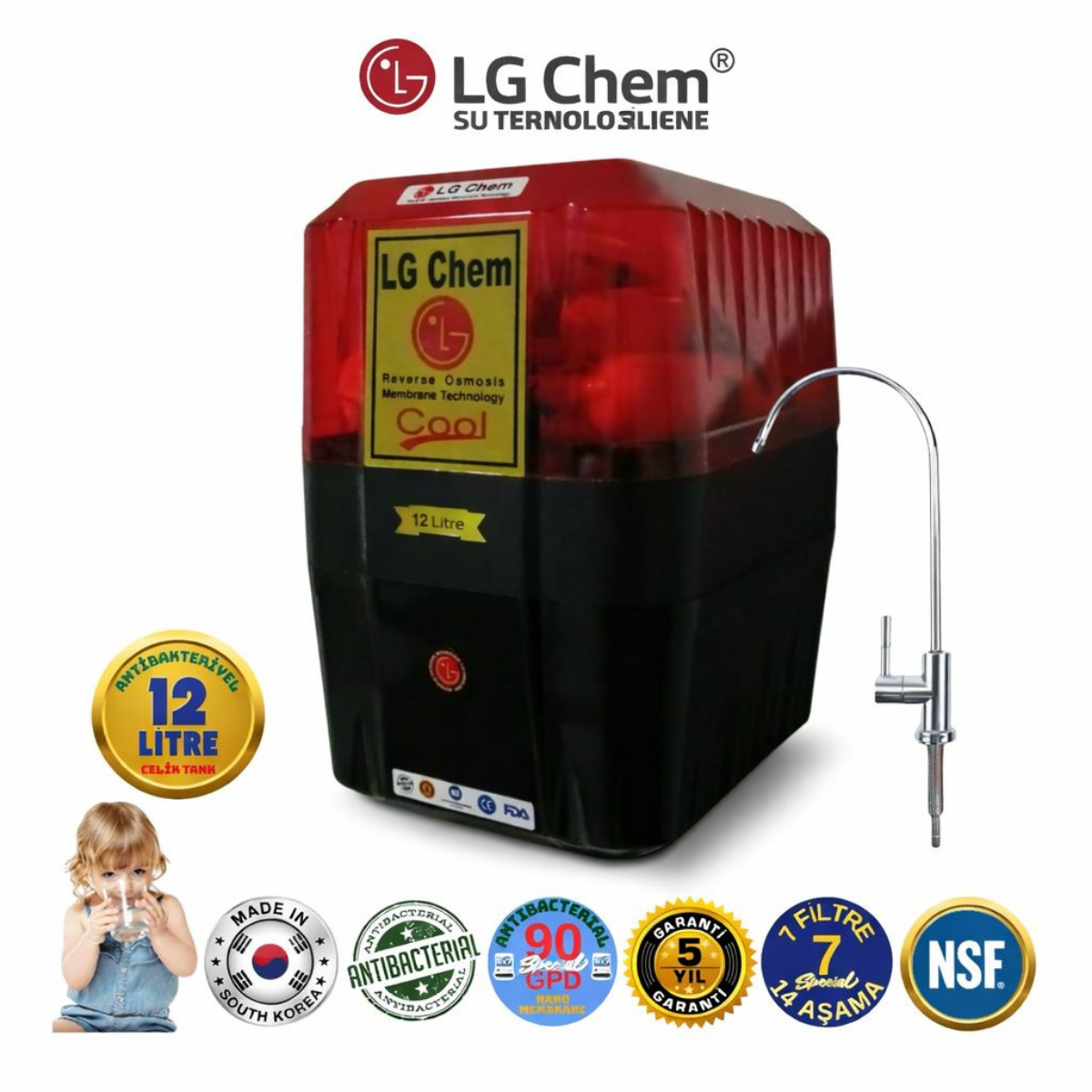 LG Chem COOL 12 LİTRE 7 FİLTRE 14 AŞAMA SU ARITMA CİHAZI