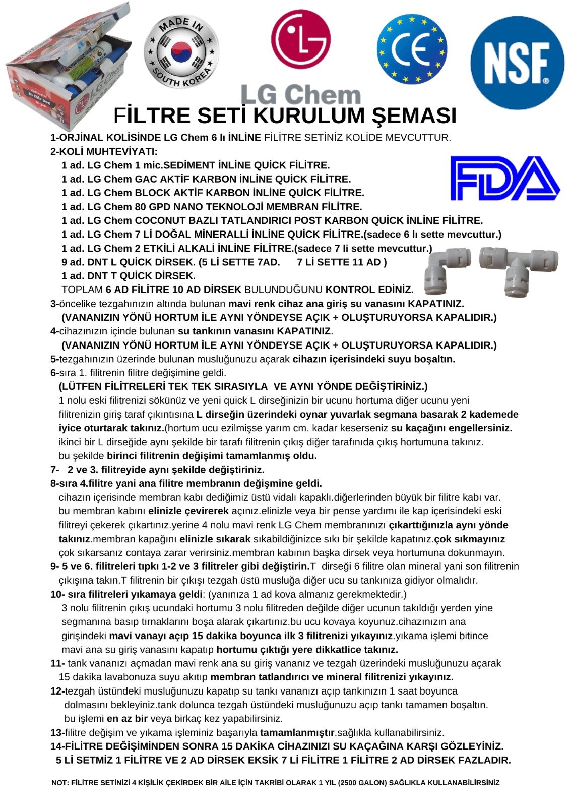 LG Chem PREMIUM 7 FİLTRE 14 AŞAMA KAPALI KASA SU ARITMA CİHAZI FİLTRE SETİ - Görsel 11
