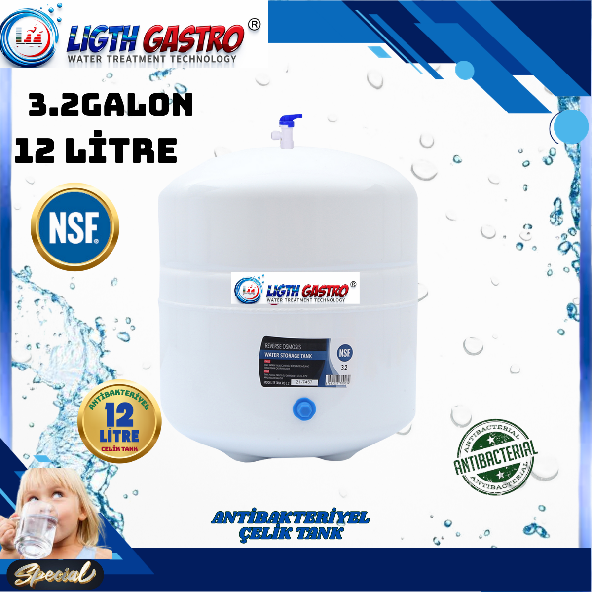 LİGTH GASTRO SPECIAL 12 LİTRE 90 GPD NANO MEMBRANLI SU ARITMA CİHAZI - Görsel 8