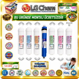 LG Chem GOLD KAPALI KASA SU ARITMA CİHAZLARI İÇİN 7 FİLTRE 14 AŞAMA ÜCRETSİZ MONTAJLI 90 GPD NANO MEMBRANLI FİLTRE SETİ