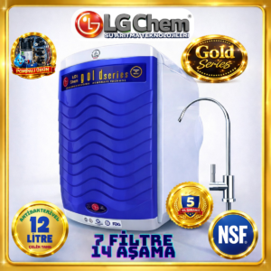 LG Chem GOLD MAVİ BEYAZ POMPALI 12 LİTRE 7 FİLTRE 14 AŞAMA TERS OZMOZ SU ARITMA CİHAZI