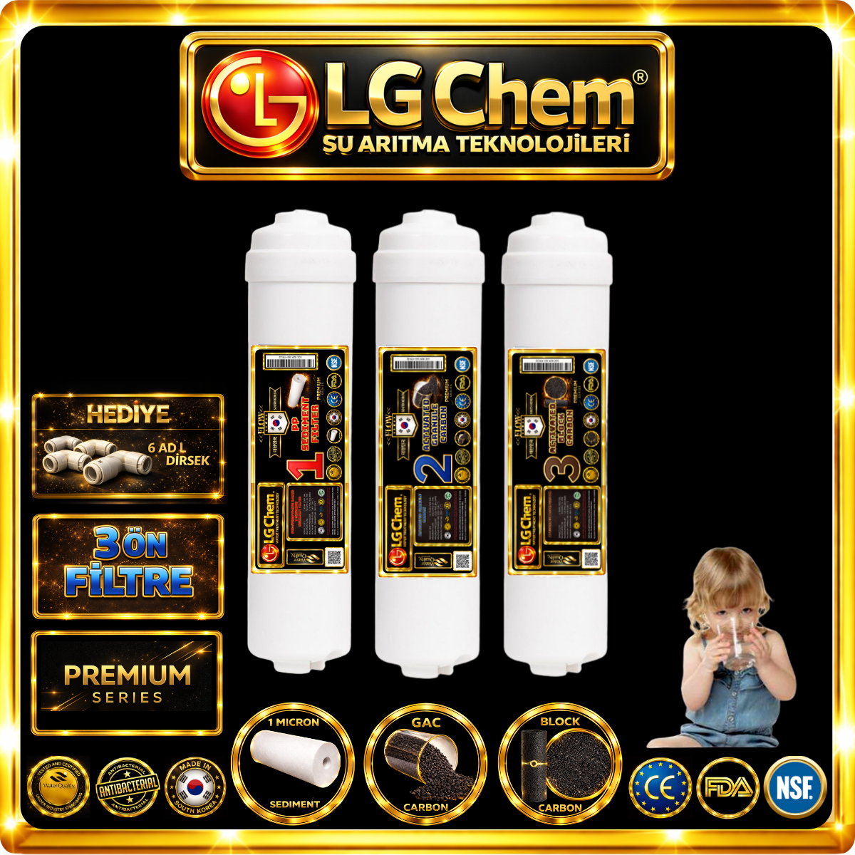 LG Chem PREMIUM 7 FİLTRE 14 AŞAMA KAPALI KASA SU ARITMA CİHAZI FİLTRE SETİ - Görsel 10