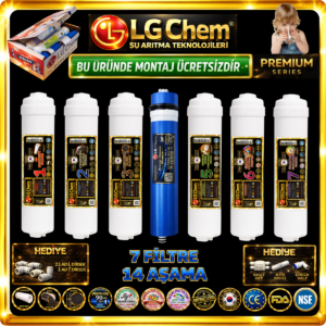 LG Chem PREMIUM 7 FİLTRE 14 AŞAMA KAPALI KASA SU ARITMA CİHAZI FİLTRE SETİ ÜCRETSİZ KURULUMDUR.