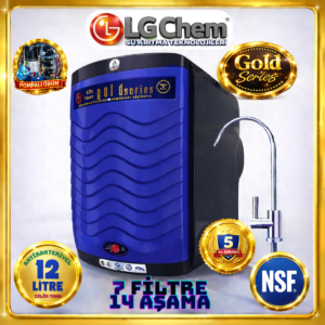 LG Chem MAVİ SİYAH POMPALI RENK 12 LİTRE 7 FİLTRE 14 AŞAMA TERS OZMOZ SU ARITMA CİHAZI