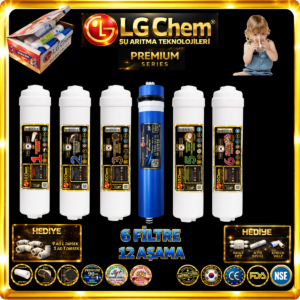LG Chem PREMIUM 6 FİLTRE 12 AŞAMA KAPALI KASA SU ARITMA CİHAZI FİLTRE SETİ