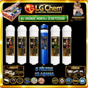 LG Chem PREMIUM 6 FİLTRE 12 AŞAMA KAPALI KASA SU ARITMA CİHAZI FİLTRE SETİ ÜCRETSİZ KURULUMDUR.