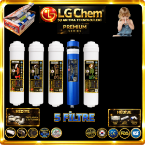 LG Chem PREMIUM 5 FİLTRELİ KAPALI KASA SU ARITMA CİHAZI FİLTRE SETİ.