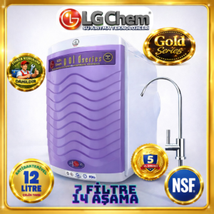 LG Chem GOLD LİLA BEYAZ RENK ÜCRETSİZ MONTAJ 12 LİTRE 7 FİLTRE 14 AŞAMA TERS OZMOZ SU ARITMA CİHAZI
