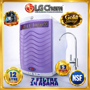 LG Chem GOLD LİLA BEYAZ RENK POMPALI 12 LİTRE 7 FİLTRE 14 AŞAMA TERS OZMOZ SU ARITMA CİHAZI