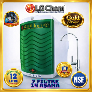 LG Chem GOLD YEŞİL BEYAZ RENK POMPALI 12 LİTRE 7 FİLTRE 14 AŞAMA TERS OZMOZ SU ARITMA CİHAZI