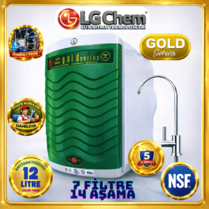 LG Chem GOLD YEŞİL BEYAZ RENK ÜCRETSİZ MONTAJ&POMPALI 12 LİTRE 7 FİLTRE 14 AŞAMA TERS OZMOZ SU ARITMA CİHAZI