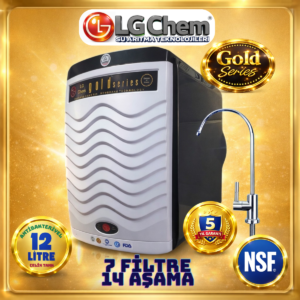 LG Chem GOLD ÖNÜ BEYAZ GERİSİ SİYAH RENK 12 LİTRE 7 FİLTRE 14 AŞAMA TERS OZMOZ SU ARITMA CİHAZI