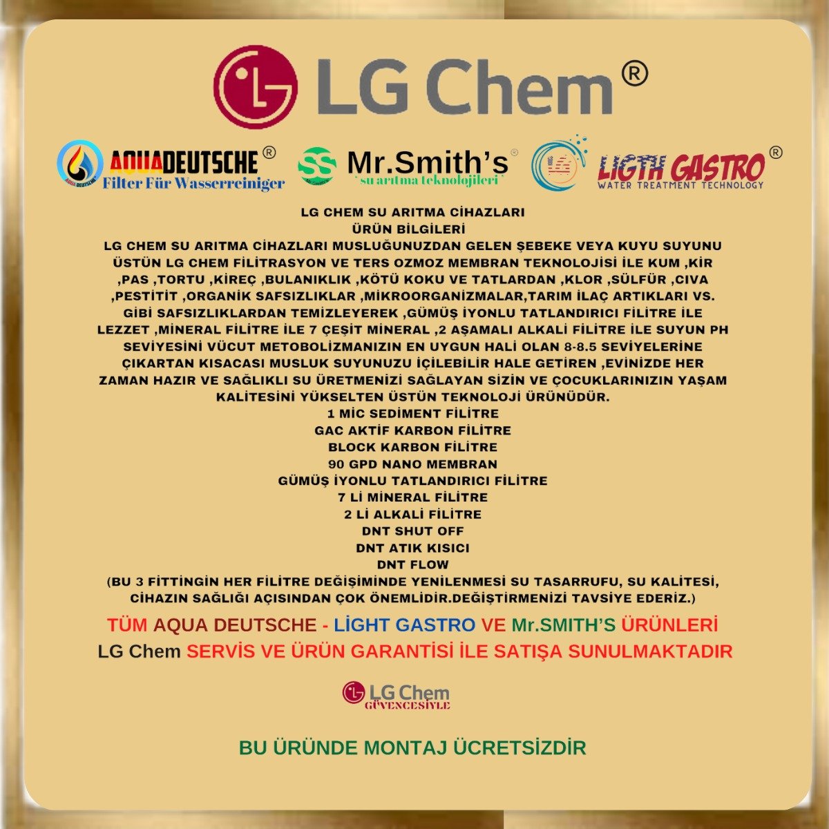 LİGTH GASTRO SPECIAL ÜCRETSİZ MONTAJ 12 LİTRE 90 GPD NANO MEMBRANLI SU ARITMA CİHAZI - Görsel 9