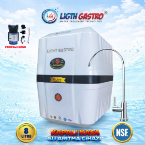 LIGTH GASTRO SPECIAL POMPALI 8 LİTRE 90 GPD MEMBRANLI SU ARITMA CİHAZI