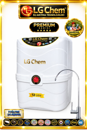 LG Chem PREMIUM SERIES MONTAJ DAHİL 7 Filtre 14 Aşama 12 Litre BEYAZ RENK Su Arıtma Cihazı 90 GPD NANO MEMBRANLI (Kopya)