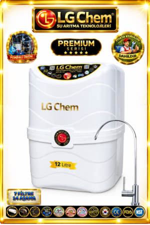 LG Chem PREMIUM SERIES POMPALI & ÜCRETSİZ MONTAJLI 7 Filtre 14 Aşama 12 Litre BEYAZ RENK Su Arıtma Cihazı 90 GPD NANO MEMBRANLI
