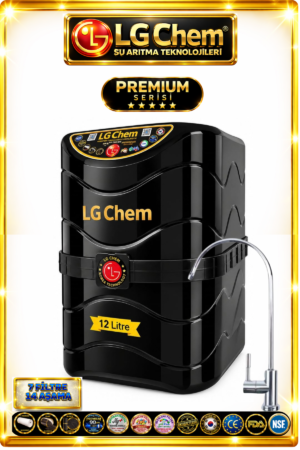 LG Chem PREMIUM SERIES 7 Filtre 14 Aşama 12 Litre SİYAH RENK Su Arıtma Cihazı 90 GPD NANO MEMBRANE