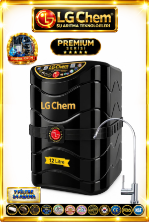 LG Chem PREMIUM SERIES POMPALI 7 Filtre 14 Aşama 12 Litre SİYAH RENK Su Arıtma Cihazı 90 GPD NANO MEMBRANLI