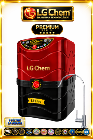 LG Chem PREMIUM SERIES 7 Filtre 14 Aşama 12 Litre KIRMIZI RENK Su Arıtma Cihazı 90 GPD NANO MEMBRANLI