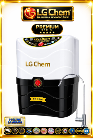 LG Chem PREMIUM SERIES 7 Filtre 14 Aşama 12 Litre SİYAH BEYAZ RENK Su Arıtma Cihazı 90 GPD NANO MEMBRANLI