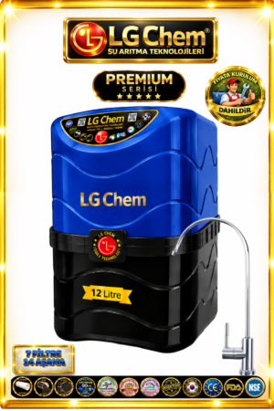 LG Chem PREMIUM SERIES MONTAJ DAHİL 7 Filtre 14 Aşama 12 Litre MAVİ RENK Su Arıtma Cihazı 90 GPD NANO MEMBRANLI