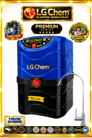 LG Chem PREMIUM SERIES POMPALI & ÜCRETSİZ MONTAJLI 7 Filtre 14 Aşama 12 Litre MAVİ RENK Su Arıtma Cihazı 90 GPD NANO MEMBRANLI