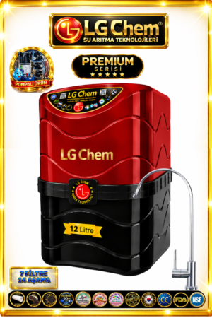 LG Chem PREMIUM SERIES POMPALI 7 Filtre 14 Aşama 12 Litre KIRMIZI RENK Su Arıtma Cihazı 90 GPD NANO MEMBRANLI